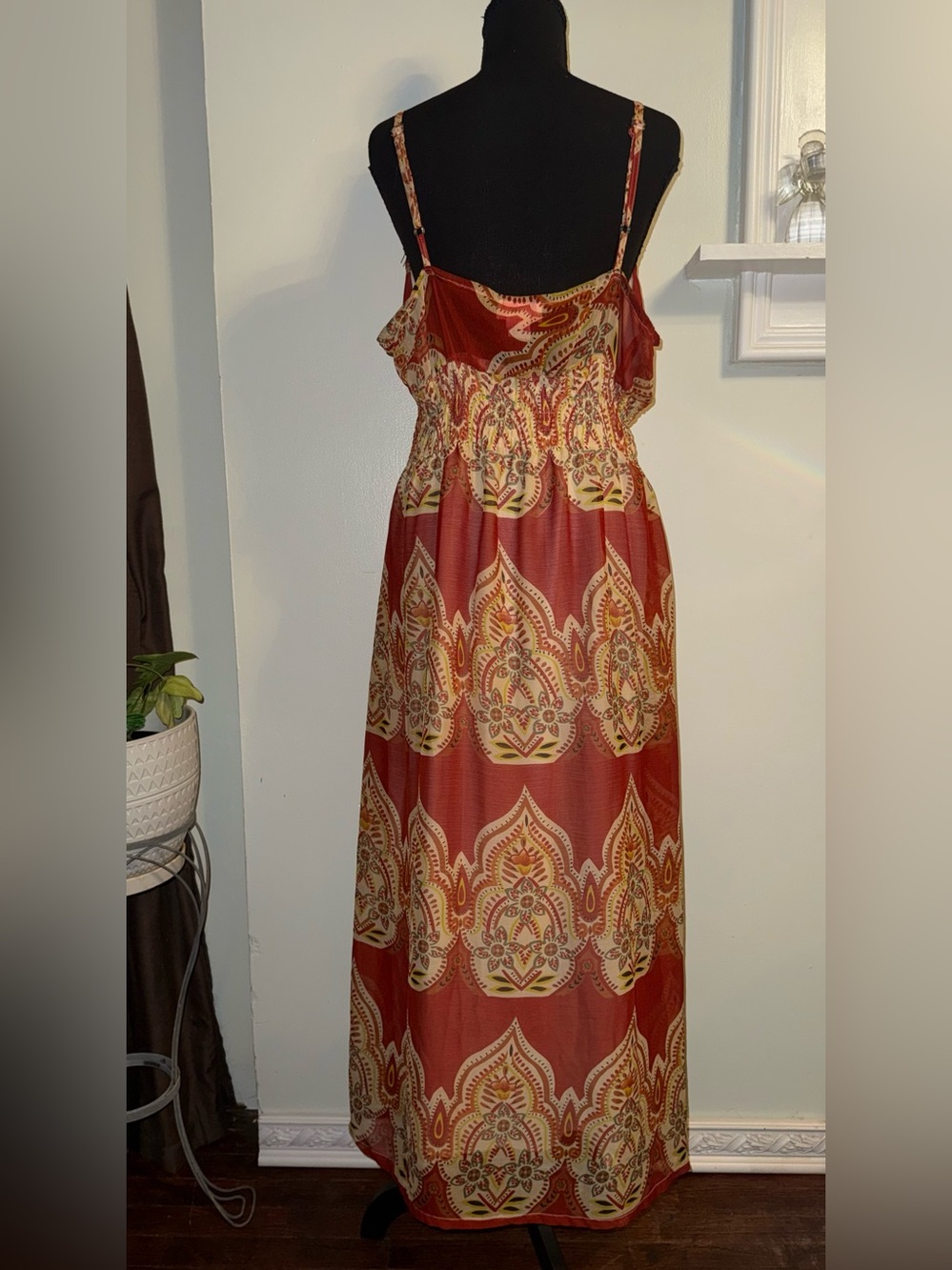 She's Cool Rust and Cream Paisley Tiered Maxi Dress - Picture 2 of 11